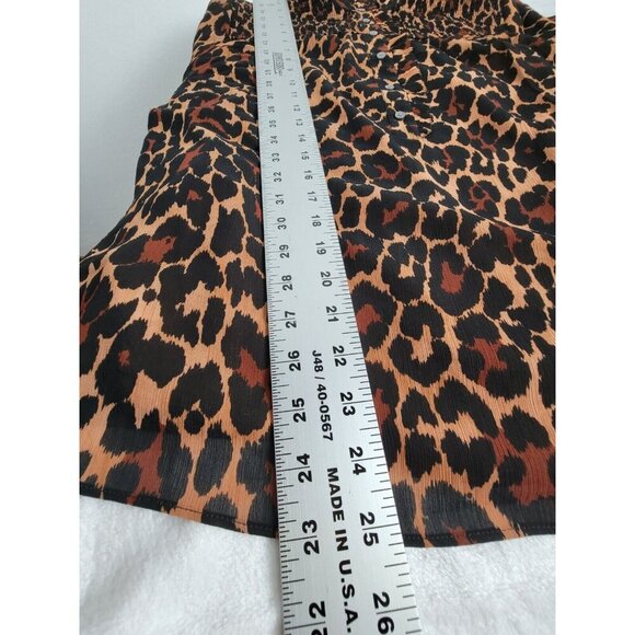 J. Crew Womens XL Brown Smocked Leopard Crinkle Chiffon Popover Top AS436 NWT - Picture 7 of 7